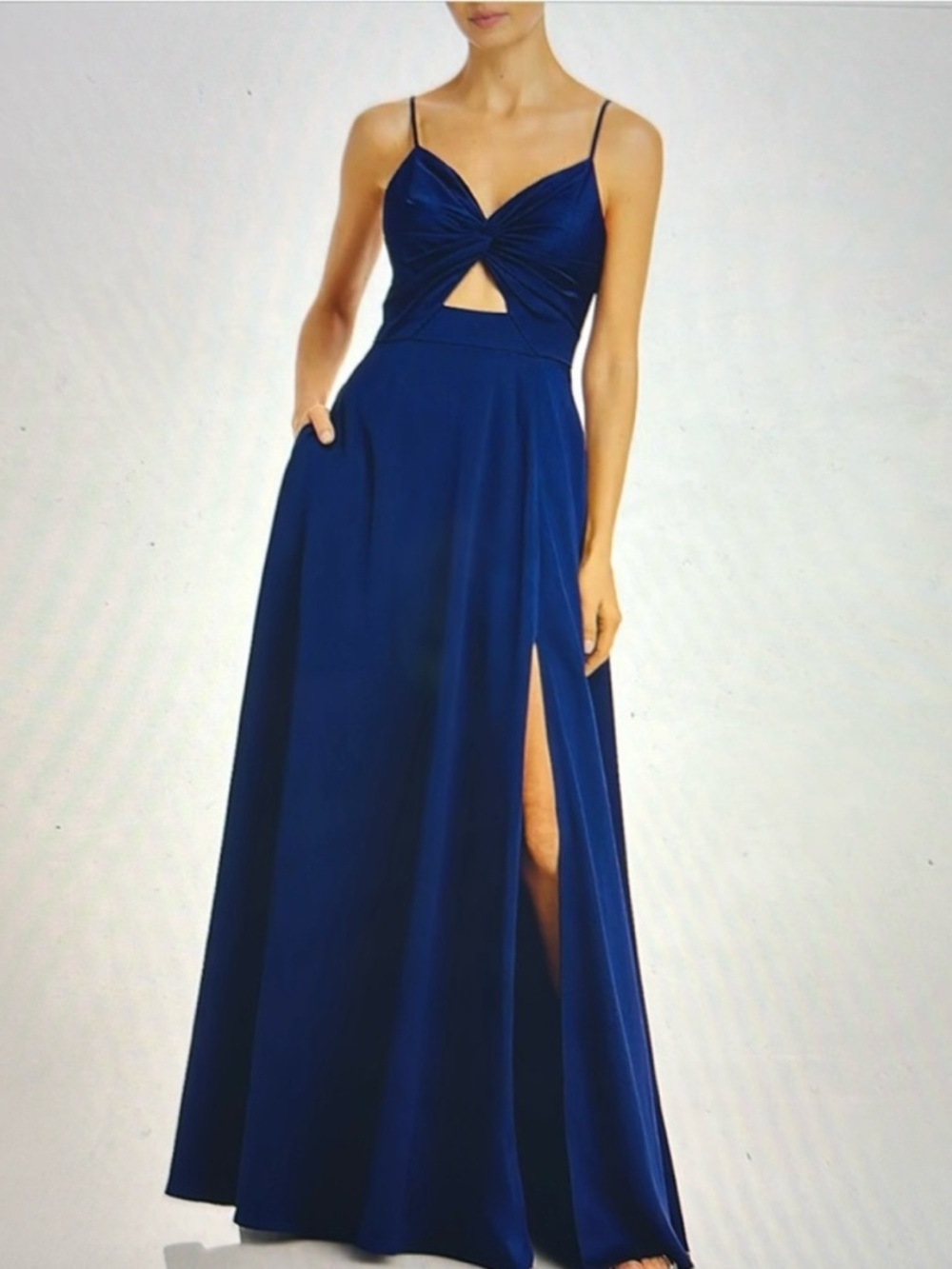 Aidan Maddox Blue Twisted Front Gown